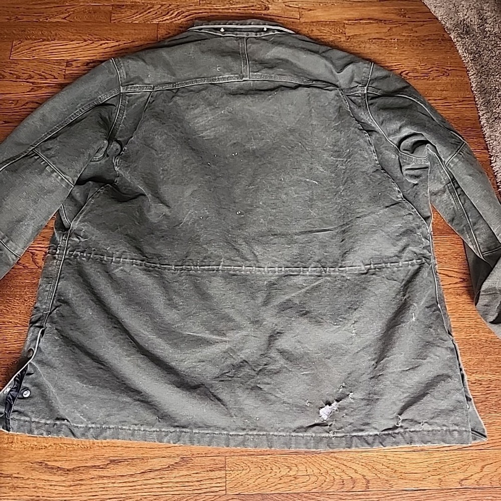 Vtg Carhartt Thrashed Moss Green Field Coat Men 3XL Work Grunge Industrial Grit - Picture 13 of 16
